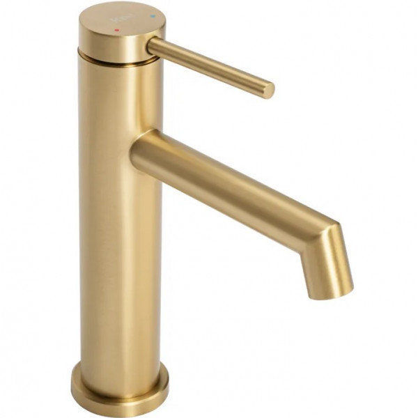Смеситель для раковины (умывальника) REA FOSS BRUSHED GOLD золотой матовый низкий