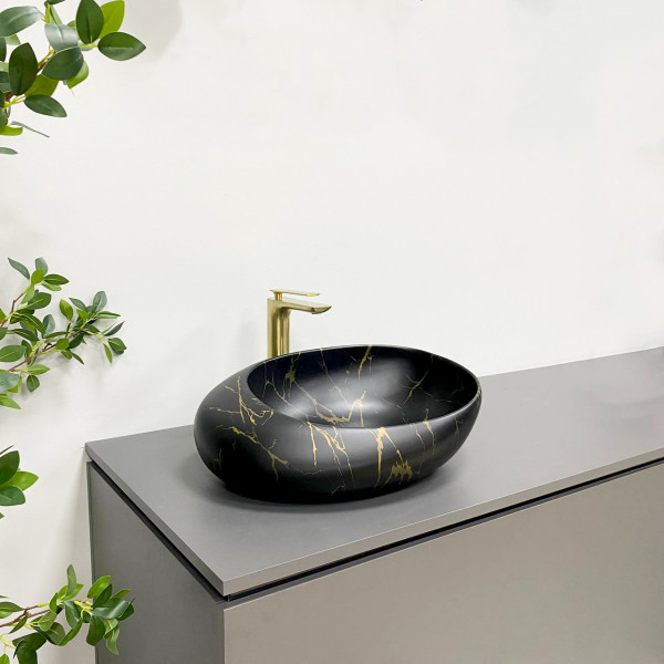 Умывальник (раковина) VBI VALIANO MARBLE BLACK MATT накладной