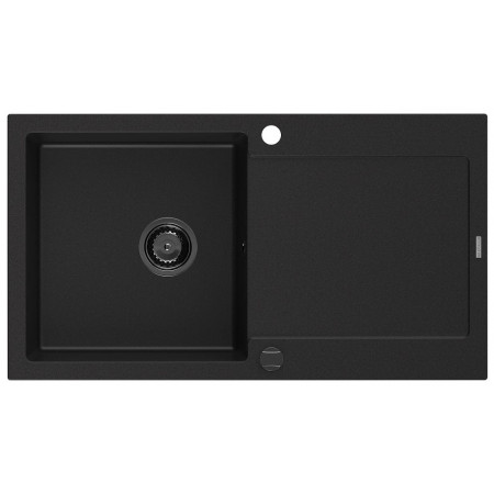 Гранітна кухонна мийка MEXEN LEO BLACK + сифон BLACK