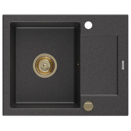 Гранітна кухонна мийка MEXEN ENZO BLACK GRANITE + сифон GOLD
