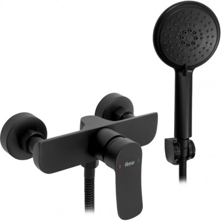 Смеситель для ванны и душа REA DART BLACK настенный без излива