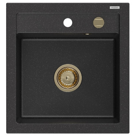 Гранітна кухонна мийка MEXEN VITO BLACK SILVER + сифон GOLD