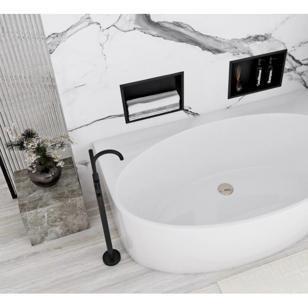 Встраиваемая полка REA 30X30 BLACK MATT с ободком