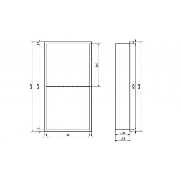 Вбудована полиця MEXEN X-Wall-R 60x30 BLACK з обідком *