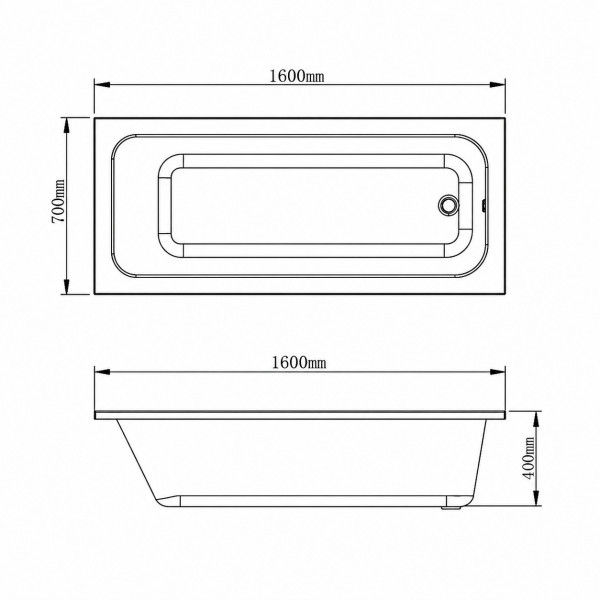 Комплект ванна VBI GRAPPA 160x70 встраиваемая+сифон CHROME+ножки