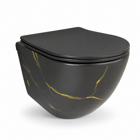 Подвесной унитаз VBI VULCANO BLACK MARBLE MATT TORNADO