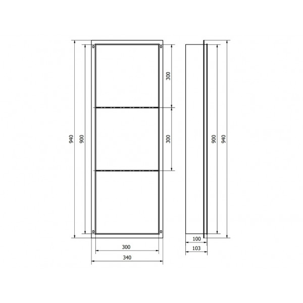 Вбудована полиця MEXEN X-Wall-NR 90 WHITE без обідка