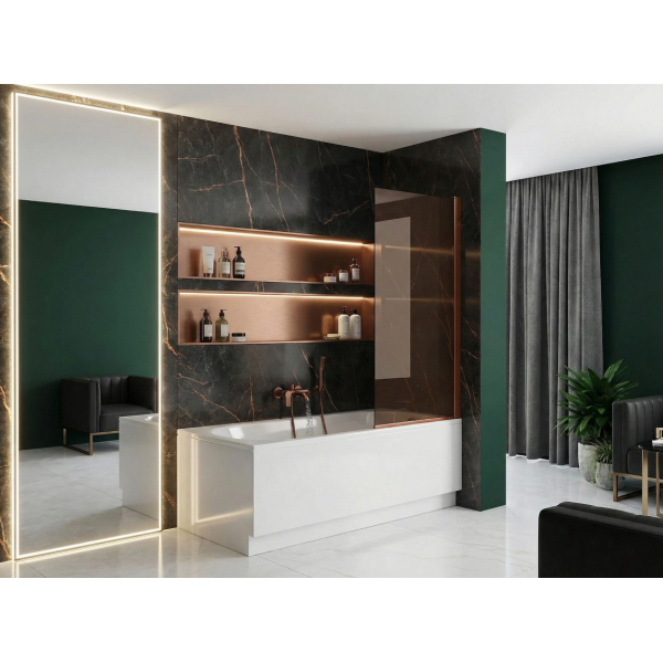 Шторка для ванны REA ELEGANT 70 BRUSHED COPPER постоянная
