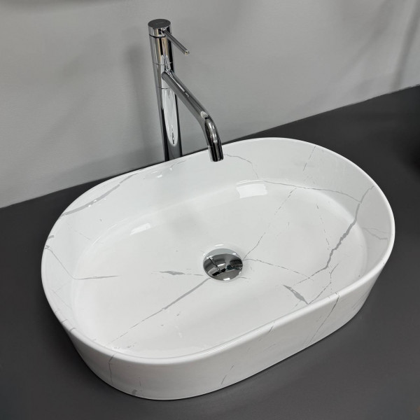 Умывальник (раковина) VBI VERONA 50 MARBLE WHITE GLOSSY накладной