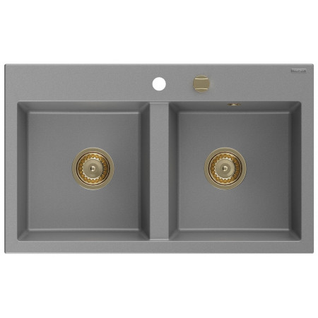 Гранітна кухонна мийка MEXEN HEKTOR GREY + сифон GOLD