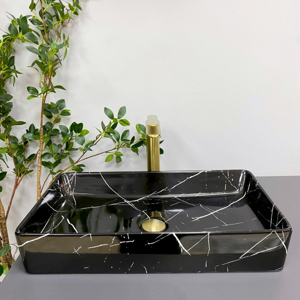 Умывальник (раковина) VBI TRIEST BLACK MARMO GLOSSY накладной