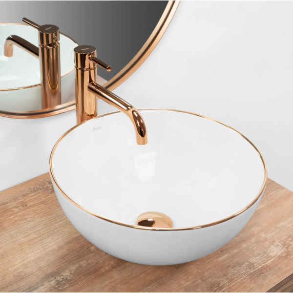 Умивальник (раковина) REA STELLA ROSE GOLD EDGE накладний *
