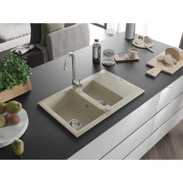 Гранітна кухонна мийка MEXEN GASPAR BEIGE + сифон CHROME