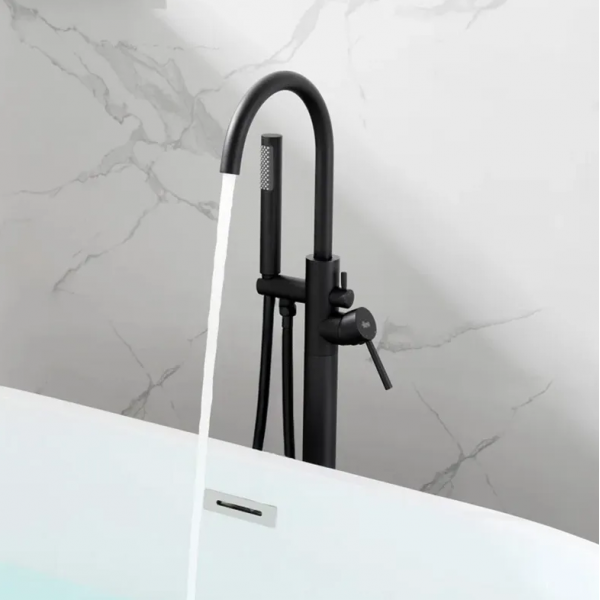 Смеситель для ванны REA LUNGO BLACK напольный