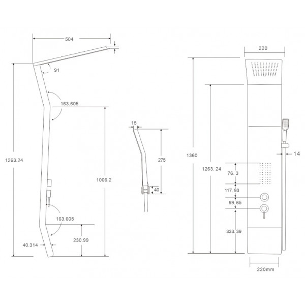 Душова панель MEXEN YAP BLACK CHROME