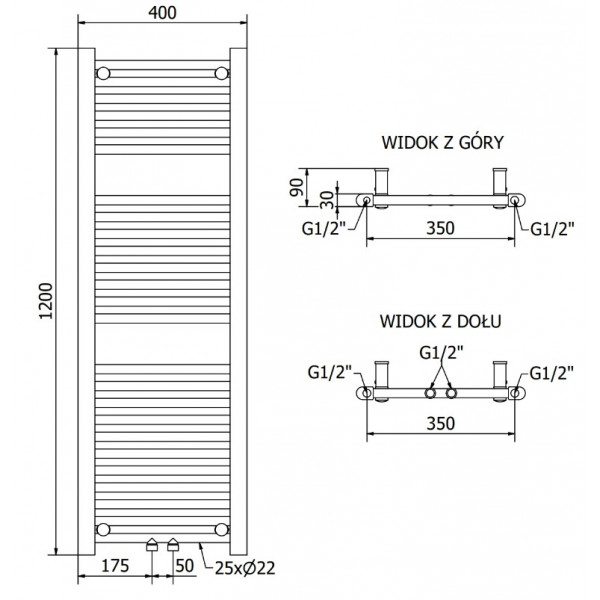 Сушка для рушників MEXEN MARS 120х40 GOLD 300W електричний