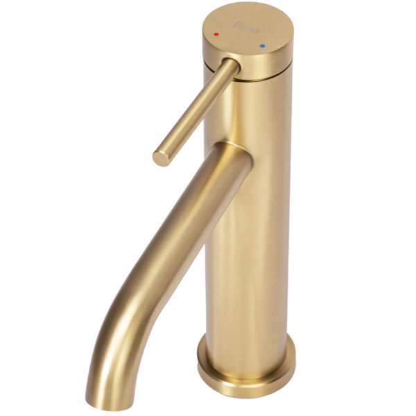 Смеситель для раковины (умывальника) REA CLIF BRUSHED GOLD золотой матовый низкий *