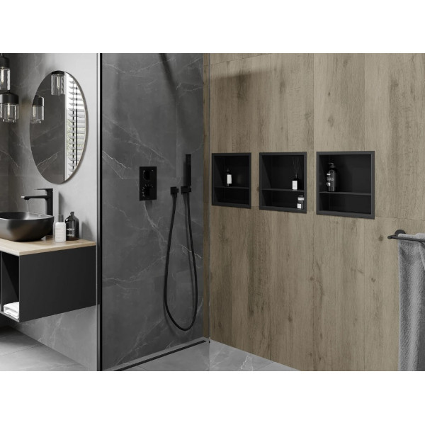 Вбудована полиця MEXEN X-Wall-R 30 BLACK з обідком