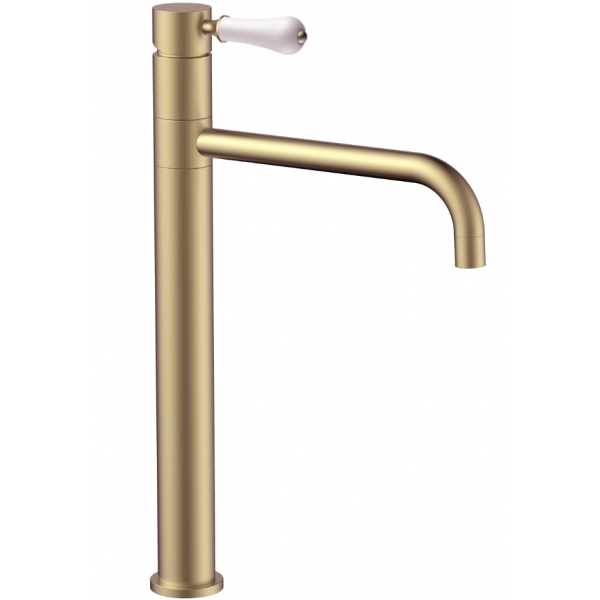 Смеситель для раковины (умывальника) REA SERRA BRUSHED GOLD высокий