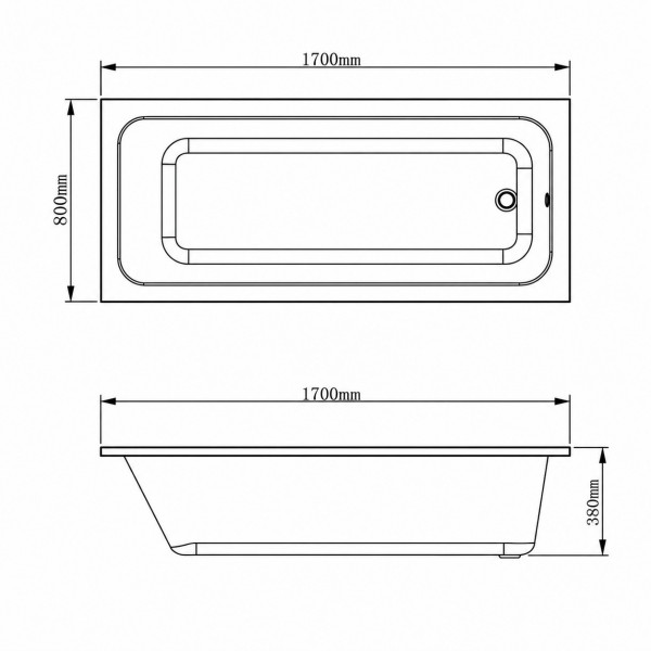 Комплект ванна VBI AMIATA 170x80 встраиваемая+сифон CHROME+ножки