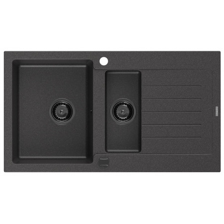Гранітна кухонна мийка MEXEN MATIAS BLACK GRANITE + сифон BLACK