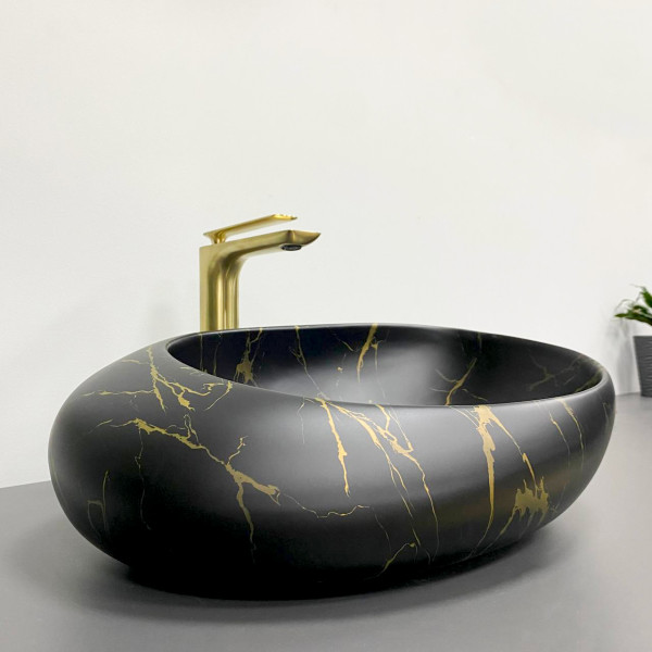 Умывальник (раковина) VBI VALIANO MARBLE BLACK MATT накладной