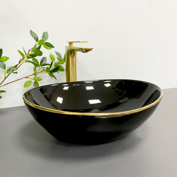 Умывальник (раковина) VBI PARMA BLACK GOLD EDGE накладной