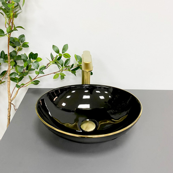 Умывальник (раковина) VBI PARMA BLACK GOLD EDGE накладной
