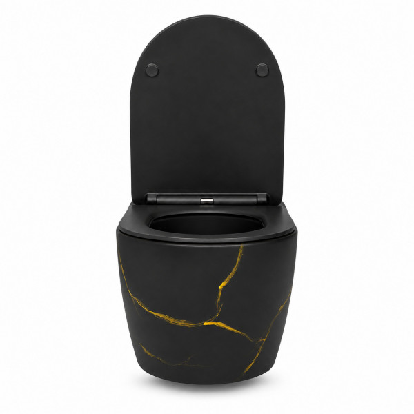Подвесной унитаз VBI VULCANO BLACK MARBLE MATT TORNADO