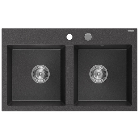 Гранітна кухонна мийка MEXEN HEKTOR BLACK GRANITE + сифон CHROME