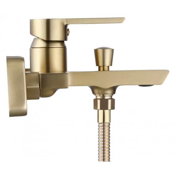 Смеситель для ванны и душа REA ARGUS BRUSHED GOLD настенный с изливом