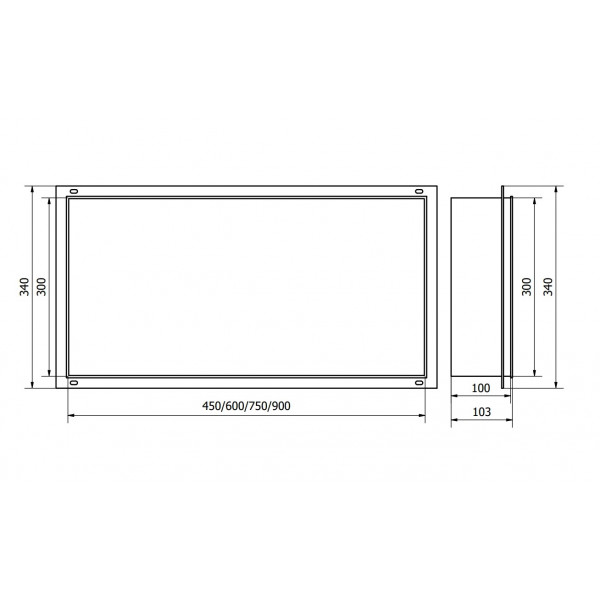Вбудована полиця MEXEN X-Wall-NR 45x30 BLACK без обідка