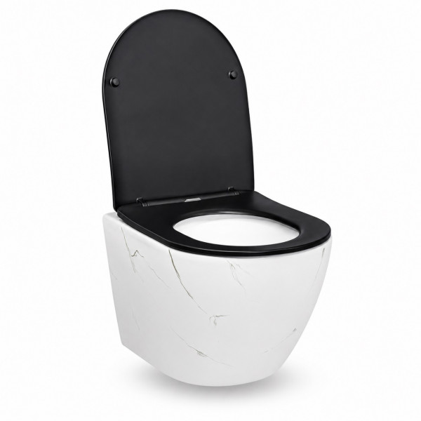 Подвесной унитаз VBI VULCANO WHITE STONE MATT TORNADO