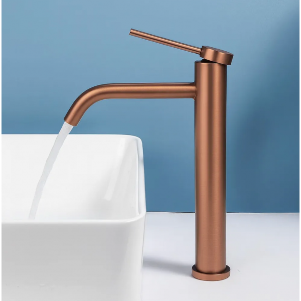 Смеситель для раковины (умывальника) REA CLIF BRUSHED COPPER высокий