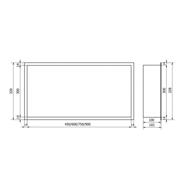 Вбудована полиця MEXEN X-Wall-R 90 BLACK з обідком
