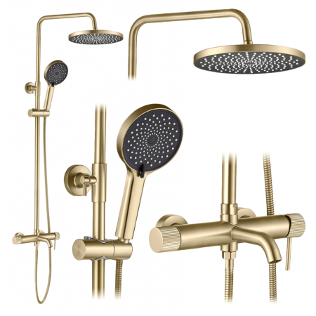 Душевой гарнитур REA LUNGO STRIPE BRUSHED GOLD с изливом