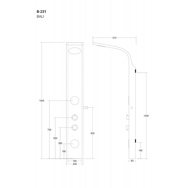 Душова панель CORSAN BALI BAMBOO CHROME