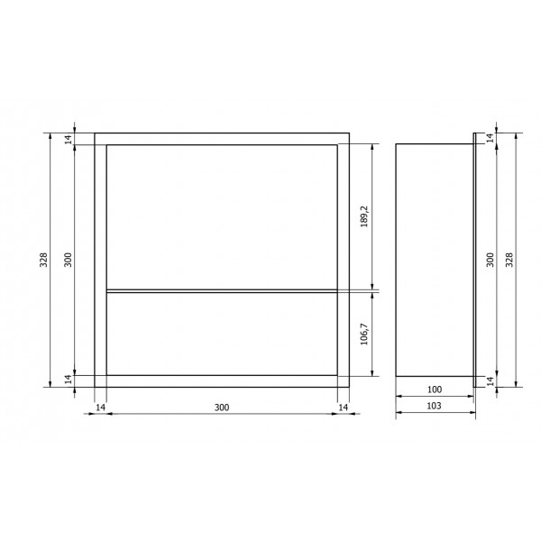 Вбудована полиця MEXEN X-Wall-R 30 WHITE з обідком