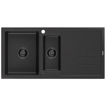 Гранітна кухонна мийка MEXEN ANDRES BLACK SILVER + сифон BLACK