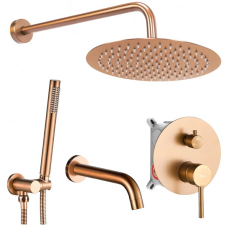 Душевая система REA LUNGO BRUSHED COPPER с изливом + BOX скрытого монтажа