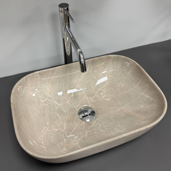 Умывальник (раковина) VBI RAVENNA BEIGE STONE GLOSSY накладной