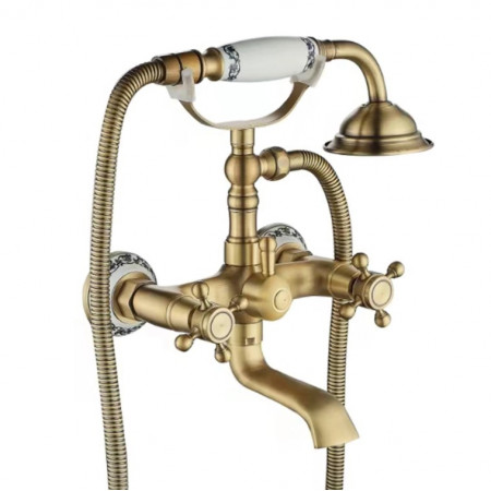 Смеситель для ванны и душа REA RUSTICO ANTIQUE GOLD настенный с изливом