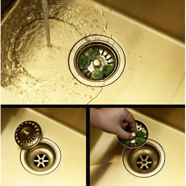 Стальная кухонная мойка REA PAUL BRUSHED GOLD