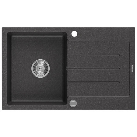 Гранітна кухонна мийка MEXEN BRUNO BLACK GRANITE + сифон CHROME