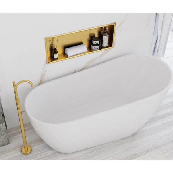 Встраиваемая полка REA 30X60 BRUSHED GOLD с ободком
