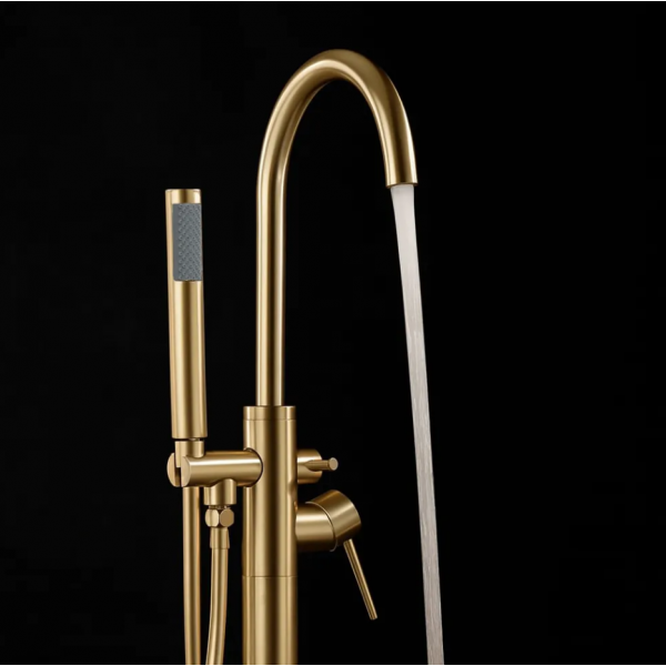 Смеситель для ванны REA LUNGO BRUSHED GOLD напольный