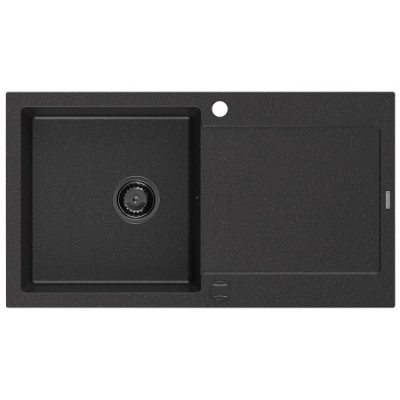 Гранітна кухонна мийка MEXEN LEO BLACK SILVER + сифон BLACK