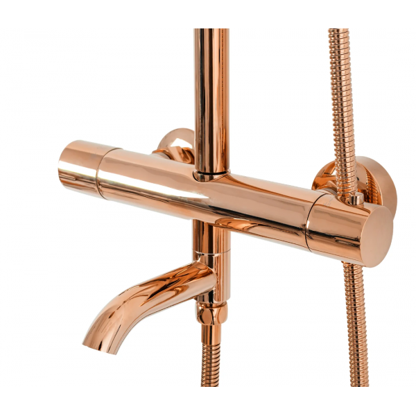 Душевой гарнитур REA LUNGO ROSE GOLD розовое золото с термостатом и изливом