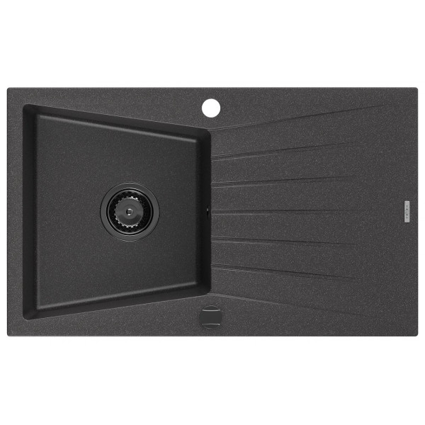 Гранітна кухонна мийка MEXEN CESAR BLACK GRANITE + сифон BLACK