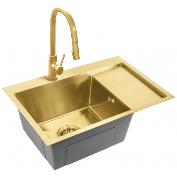 Стальная кухонная мойка REA FIN BRUSHED GOLD